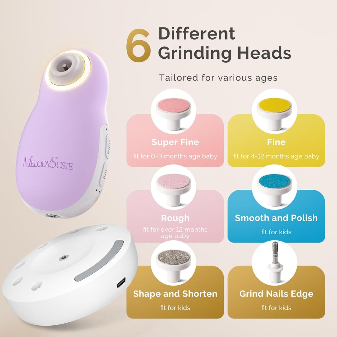 MelodySusie Elektrische Nagelfeile für Baby, Wiederaufladbare Baby Nagelfeile Elektrisch mit kabello