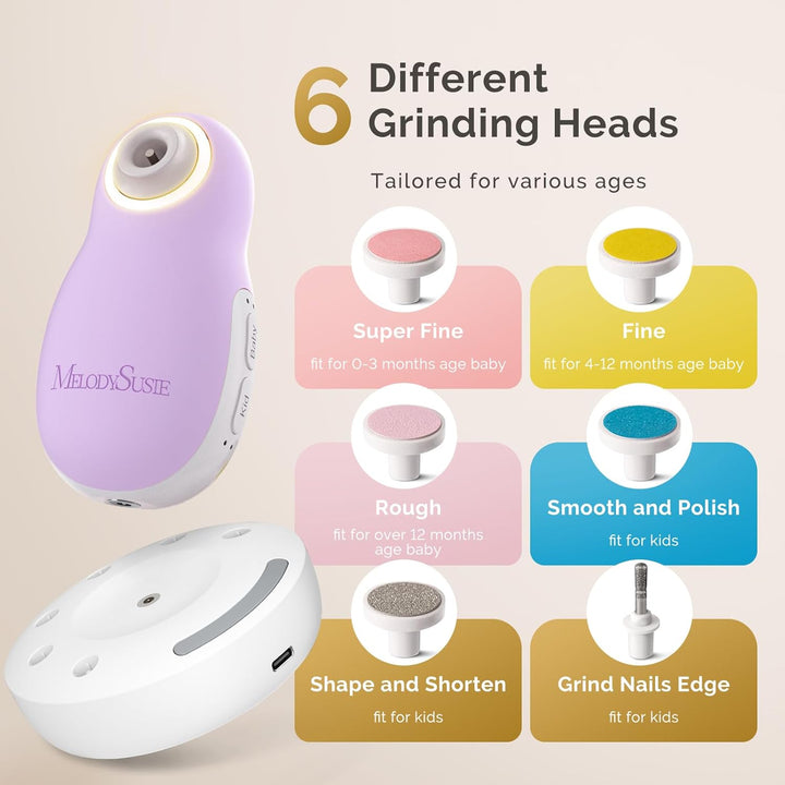 MelodySusie Elektrische Nagelfeile für Baby, Wiederaufladbare Baby Nagelfeile Elektrisch mit kabello