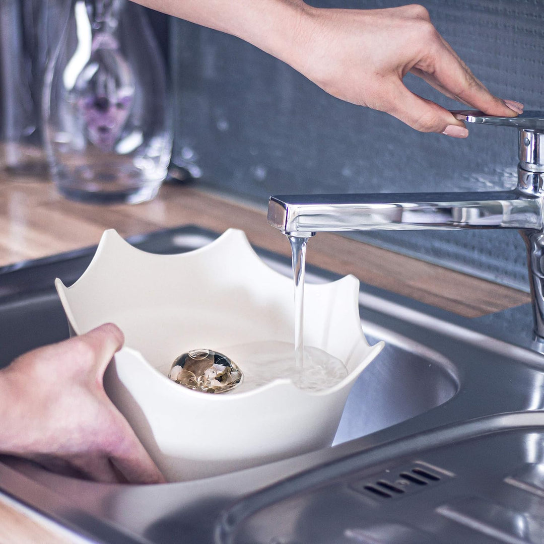 VitaJuwel Wassernapf aus Bambus mit Edelsteinmischung für Hunde und Katzen | naturweiss, NATURWEISS