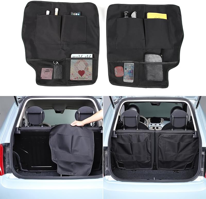 PIUGILH Kofferraum Organizer Geeignet für Fiat 500 2016-2024,Rücksitz Hänge Kofferraumtasche Aufbewa