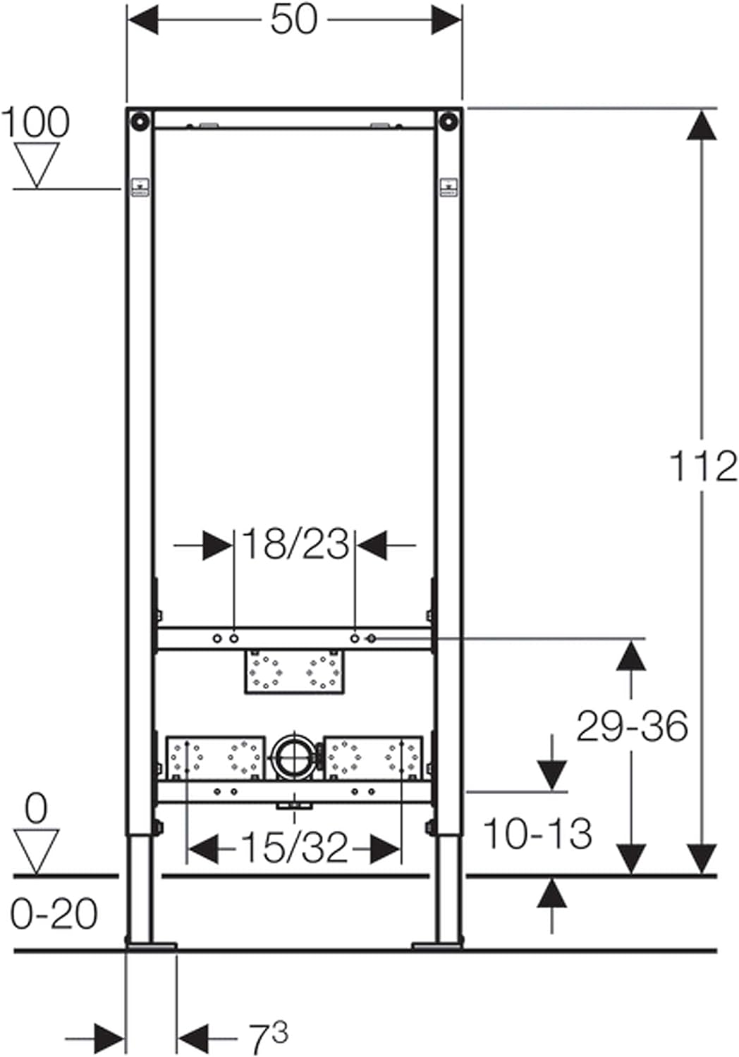 Geberit, 111.512.00.1, Duofix für hängendes Bidet, Teilhöhe: 112 cm