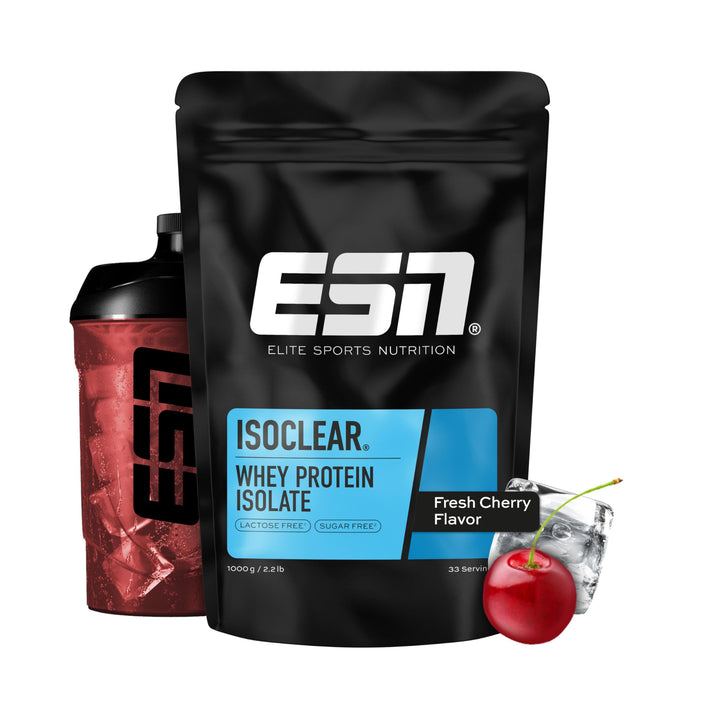 ESN ISOCLEAR Whey Isolate Protein Pulver, 1000g, Fresh Cherry, Proteinlimo mit fruchtig leckerem Ges