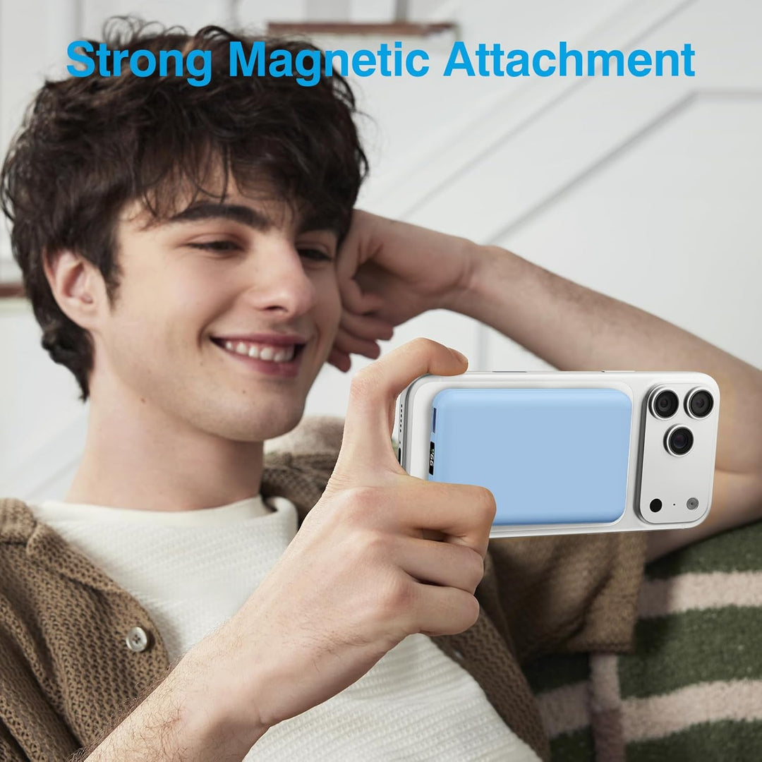 AOGUERBE for MagSafe Wireless Power Bank, Magnetische Powerbank 10000mAh mit USB C in&Out, 22,5W Sch