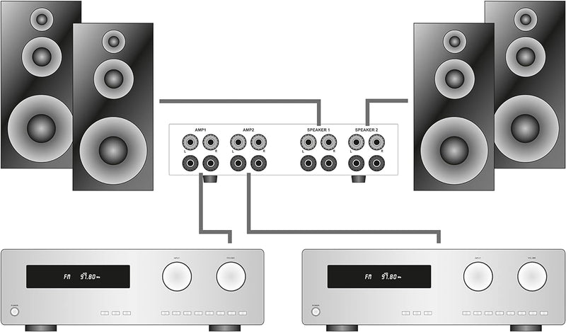Dynavox AMP-S Pro, Verstärker- und Lautsprecher-Umschalter in Metallgehäuse, für Stereo- und Surroun