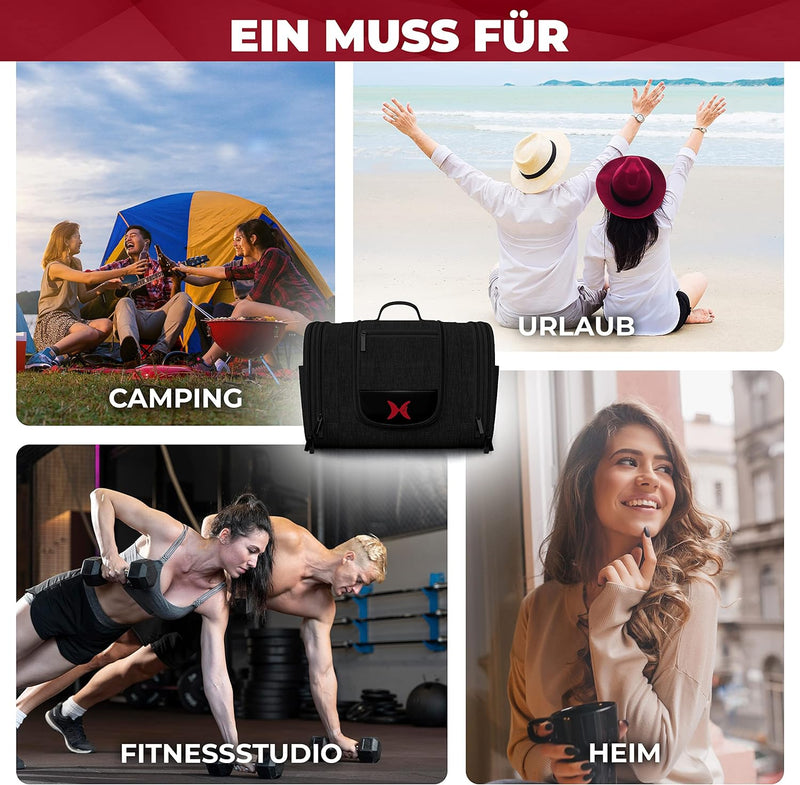 holivel.® Luxus XXL Kulturtasche für Damen & Herren I Grosser Kulturbeutel zum Aufhängen für Reisen