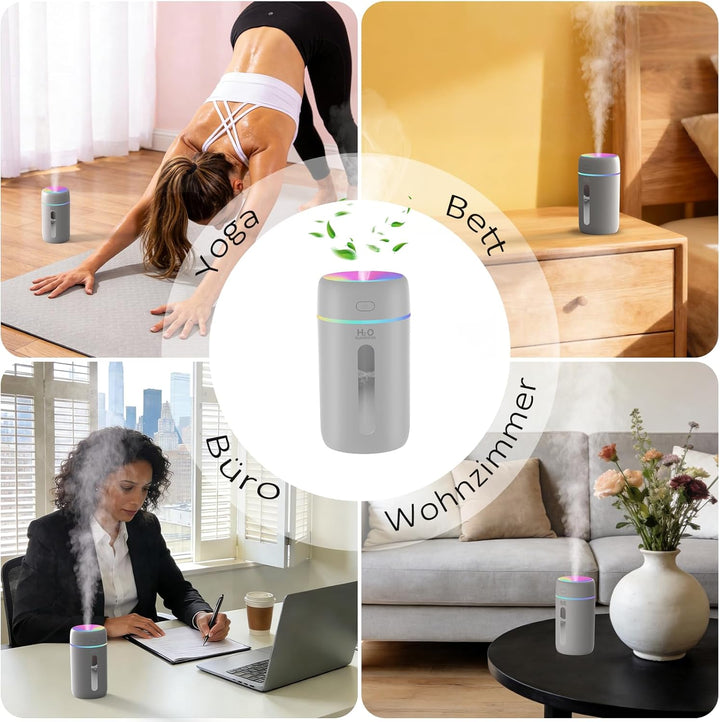 Mini Luftbefeuchter für Schlafzimmer Kinderzimmer Pflanzen,7-Farben-Licht 28dB Silent Air Humidifier