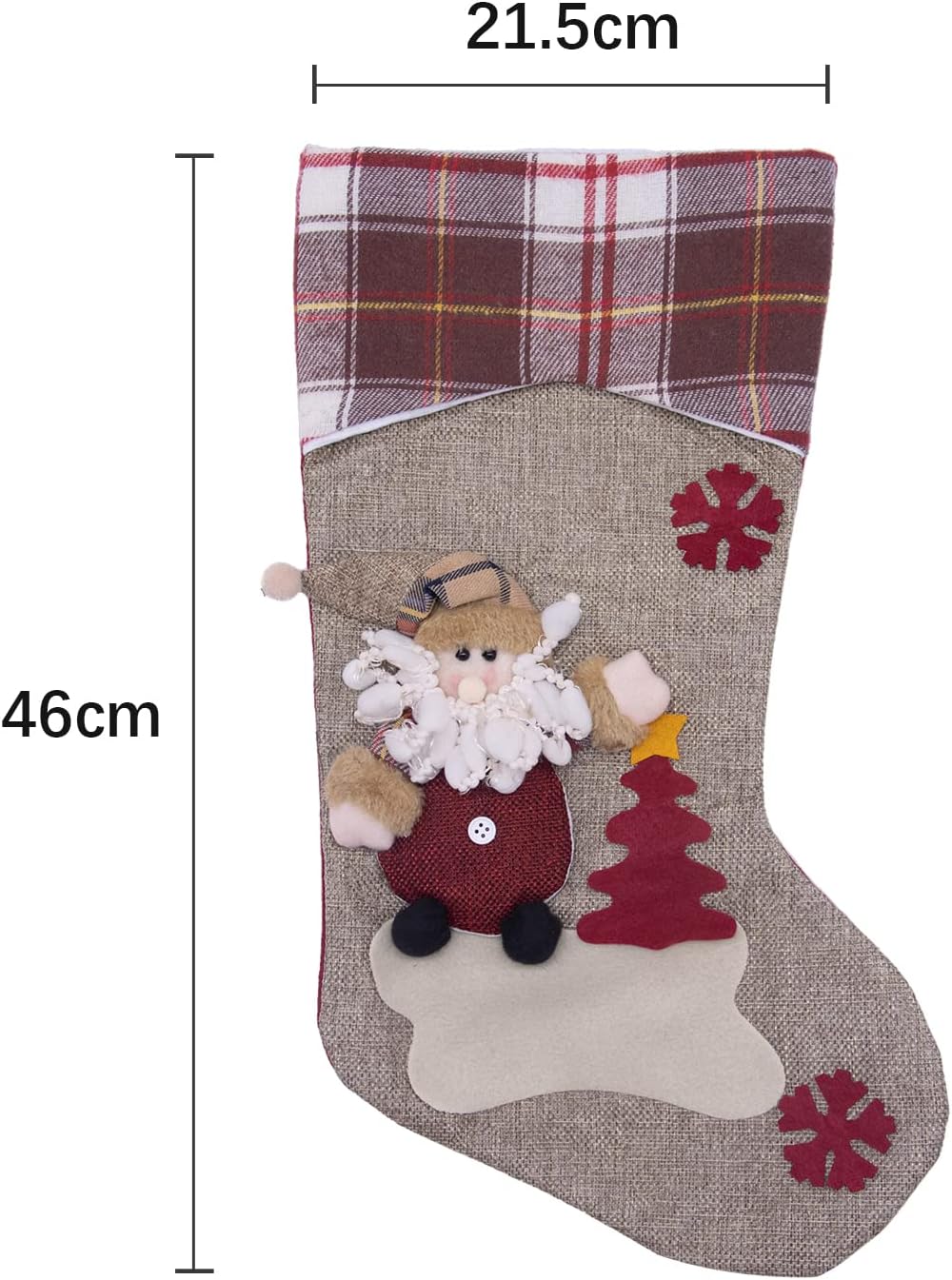 Nikolausstrumpf Set 3er Set Weihnachtsstrumpf Kamin 46cm Nikolausstiefel zum Befüllen Schneemann Elc