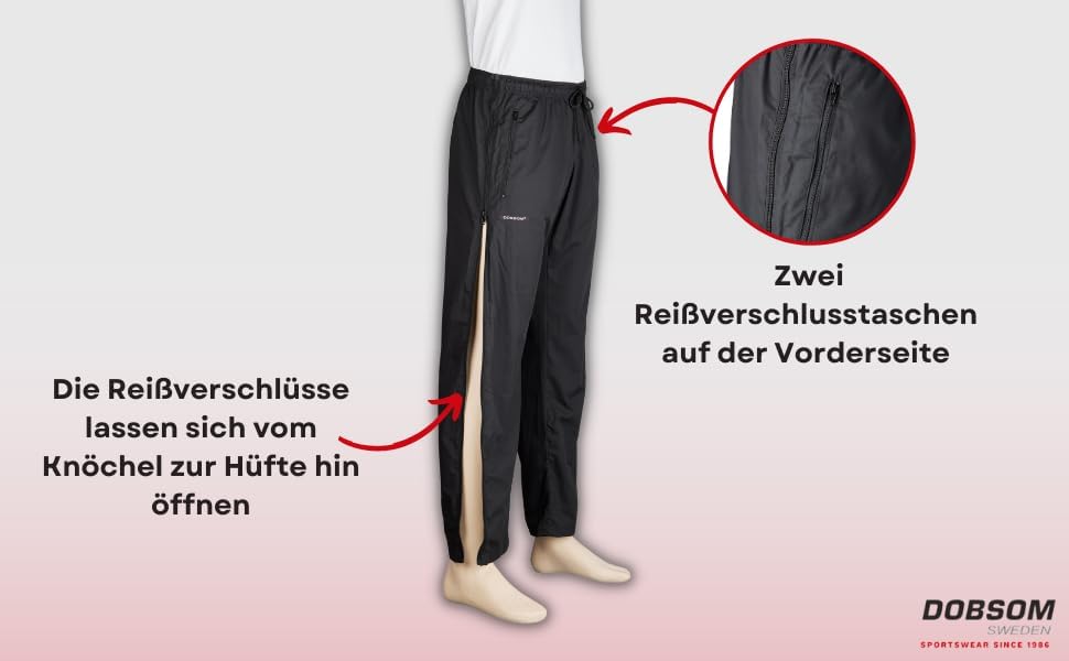 Dobsom Reha Hose Damen und Herren I Jogginghose seitlich zu öffnen I Sporthose Trainingshose mit dur