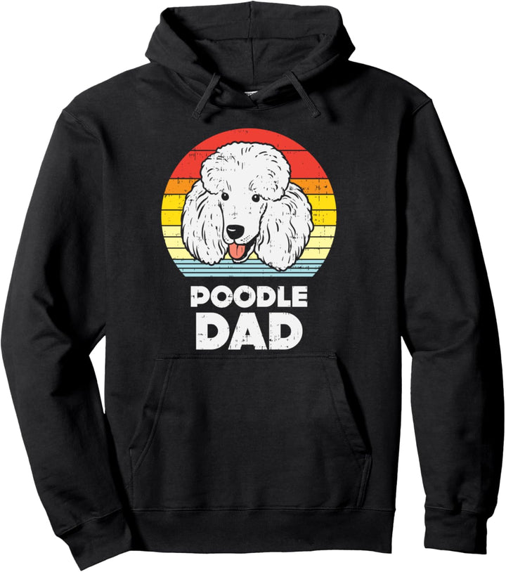 Poodle Dad Sunset Retro Animal Pet Dog Lover Owner Men Gift Pullover Hoodie