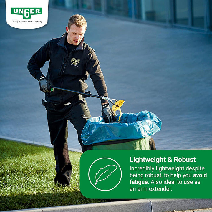 Unger NiftyNabber Pro Müllzange (130 cm lang, Allzweckgreifer, Stahlrohr, Abfallgreifer, Öffnungsmas