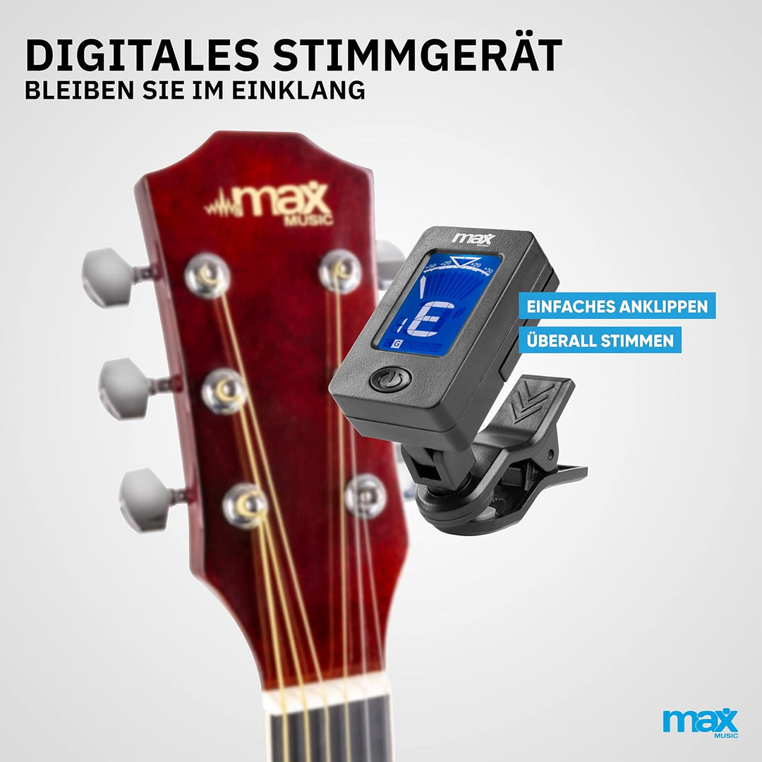 MAX SoloJam Westerngitarre, Akustik Gitarre Set, Acoustic Guitar, Akustikgitarre 4/4 mit Tasche, Ple