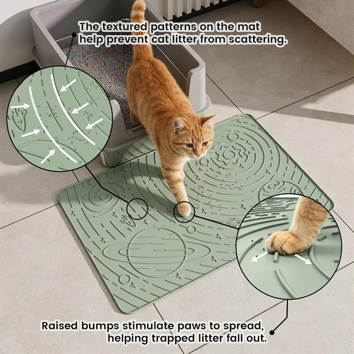 OHMO Katzenklo Matte 60x40 cm aus Premium Silikon mit Sternenhimmel Muster, Katzenstreu Matte ist ei