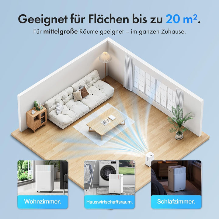 VonHaus Luftentfeuchter Elektrisch, 12L/24H, Entfeuchter für Keller, Raumentfeuchter Elektrisch 39dB