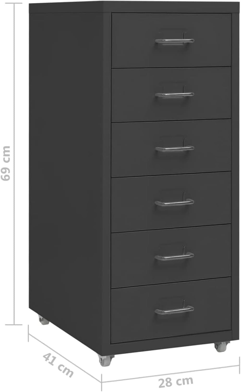 Mogou Aktenschrank mit Rollen, Metallschrank, Aktenregal, Werkzeugschrank, Büroschrank, Lagerschrank