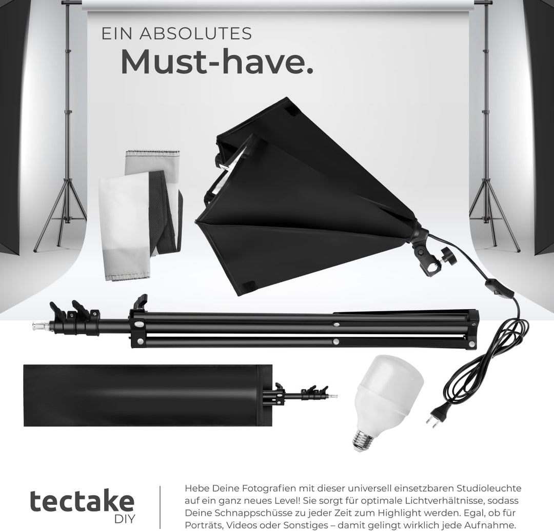 TecTake 800106 Profi Fotostudio Set inkl. Leuchtmittel Softbox, Stativ + Tasche - Diverse Modelle -