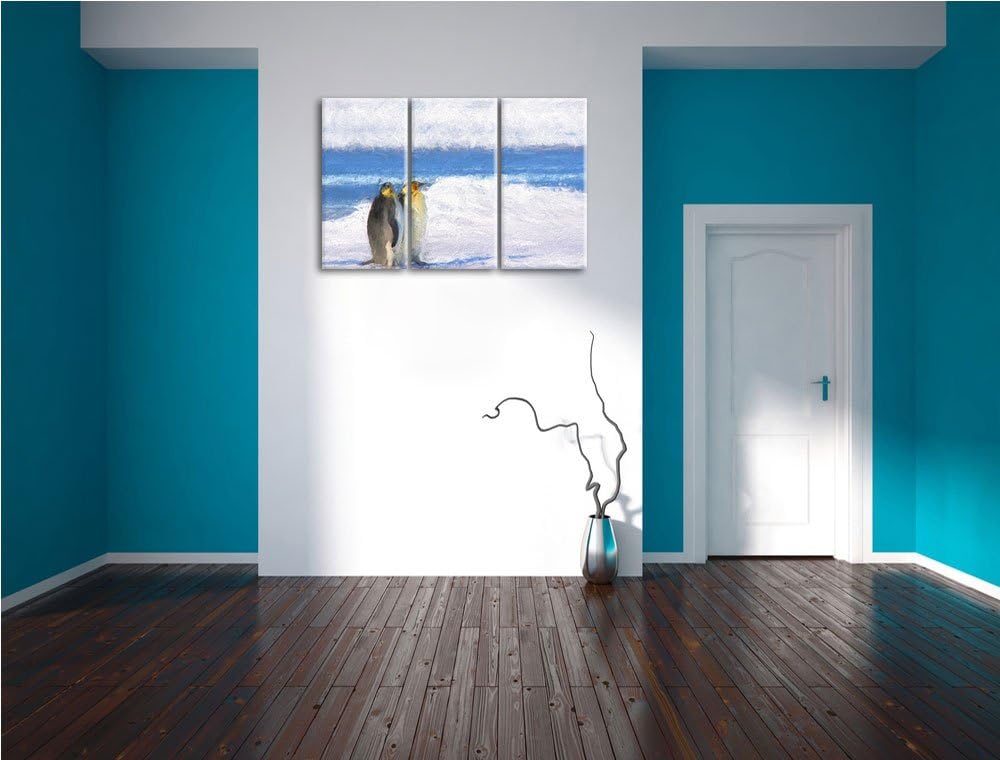 zwei Kaiserpinguine auf Eisscholle NewArt 3-Teiler Leinwandbild 120x80 Bild auf Leinwand, XXL riesig