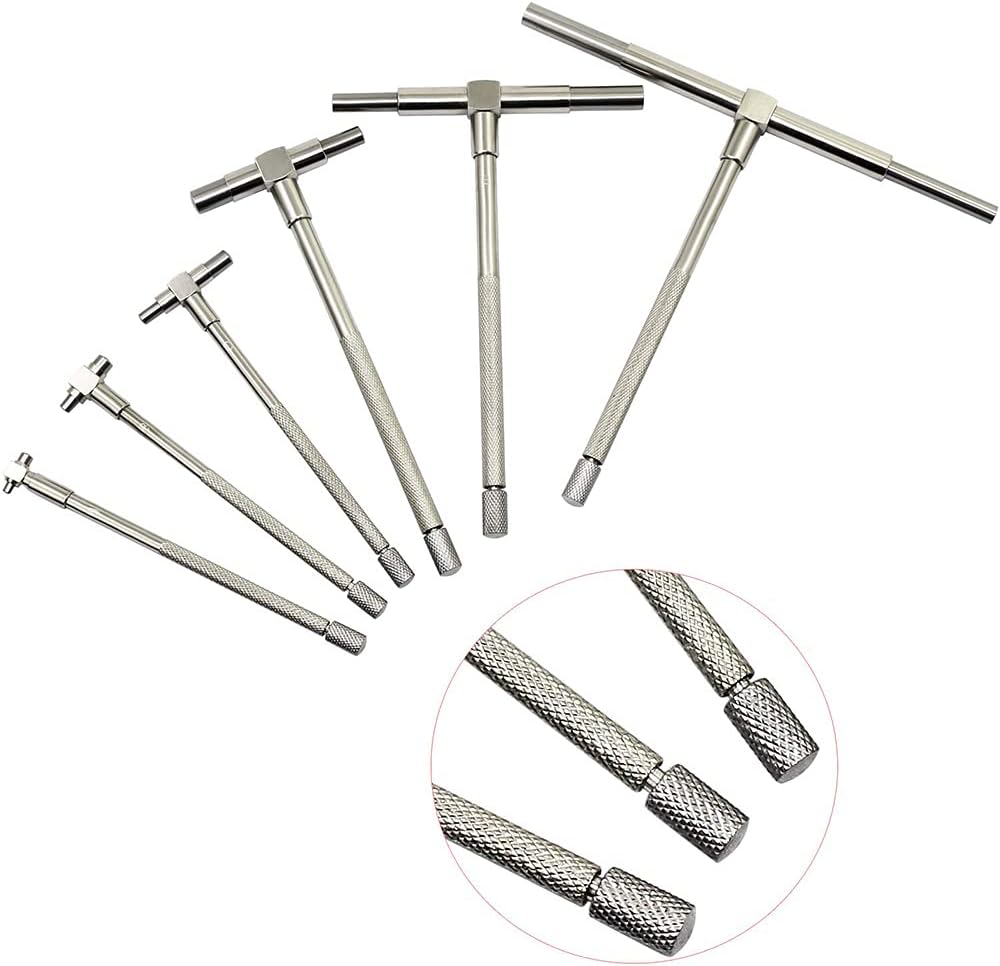 ANCLLO 6er Pack Präzisionsteleskoplehre 8-150mm Innen T Bohrlochlehre Set