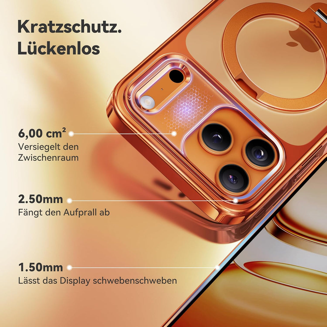 CASEKOO Cosmic Orange für iPhone 17 Pro Max Hülle für MagSafe [360 Drehständer] [Kameraschutz & Mili
