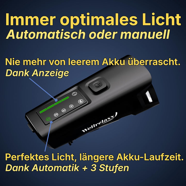 LED Fahrradlicht Set USB aufladbar 100LUX | Fahrrad Licht StVZO zugelassen | Fahrradbeleuchtung Set