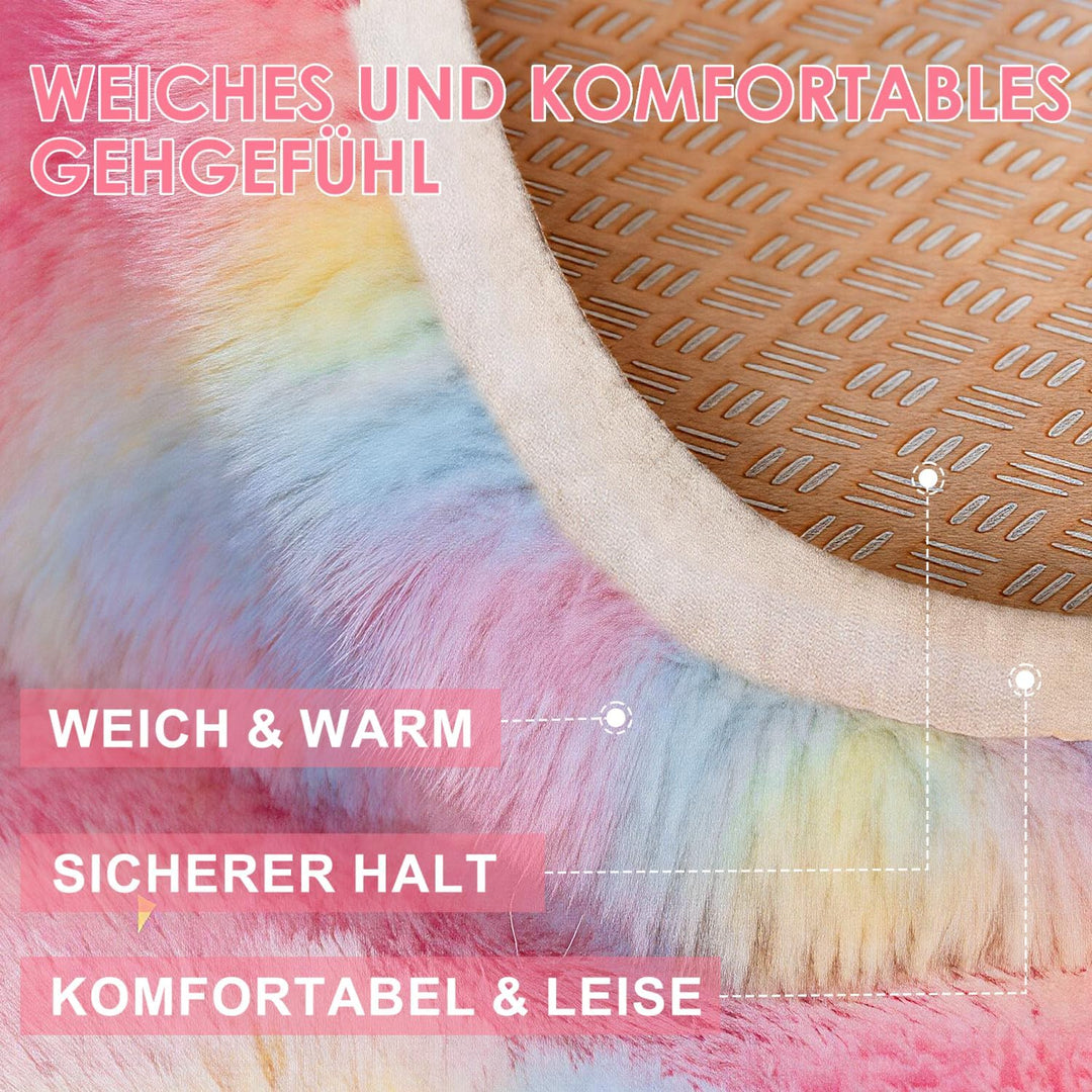 ROHATIM Schlafzimmer Plüsch Teppich Rund,Flauschiger Teppich für Wohnzimmer,modernes Wohnzimmer,Mädc