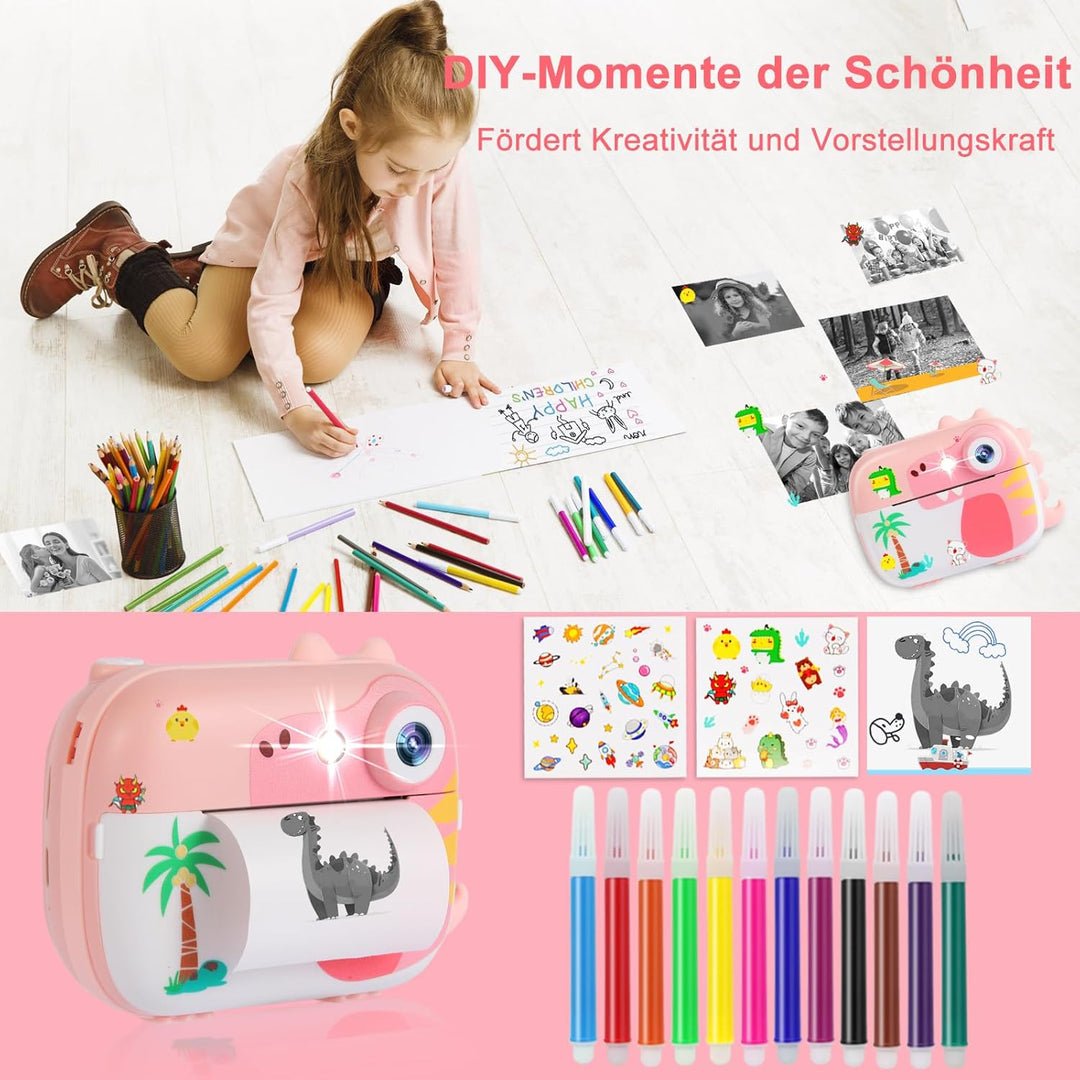 ARNSSIEN Kinder Kamera Instant Print, 1080P Kamera für Kinder mit 7 Druckpapierrollen, Weihnachten G