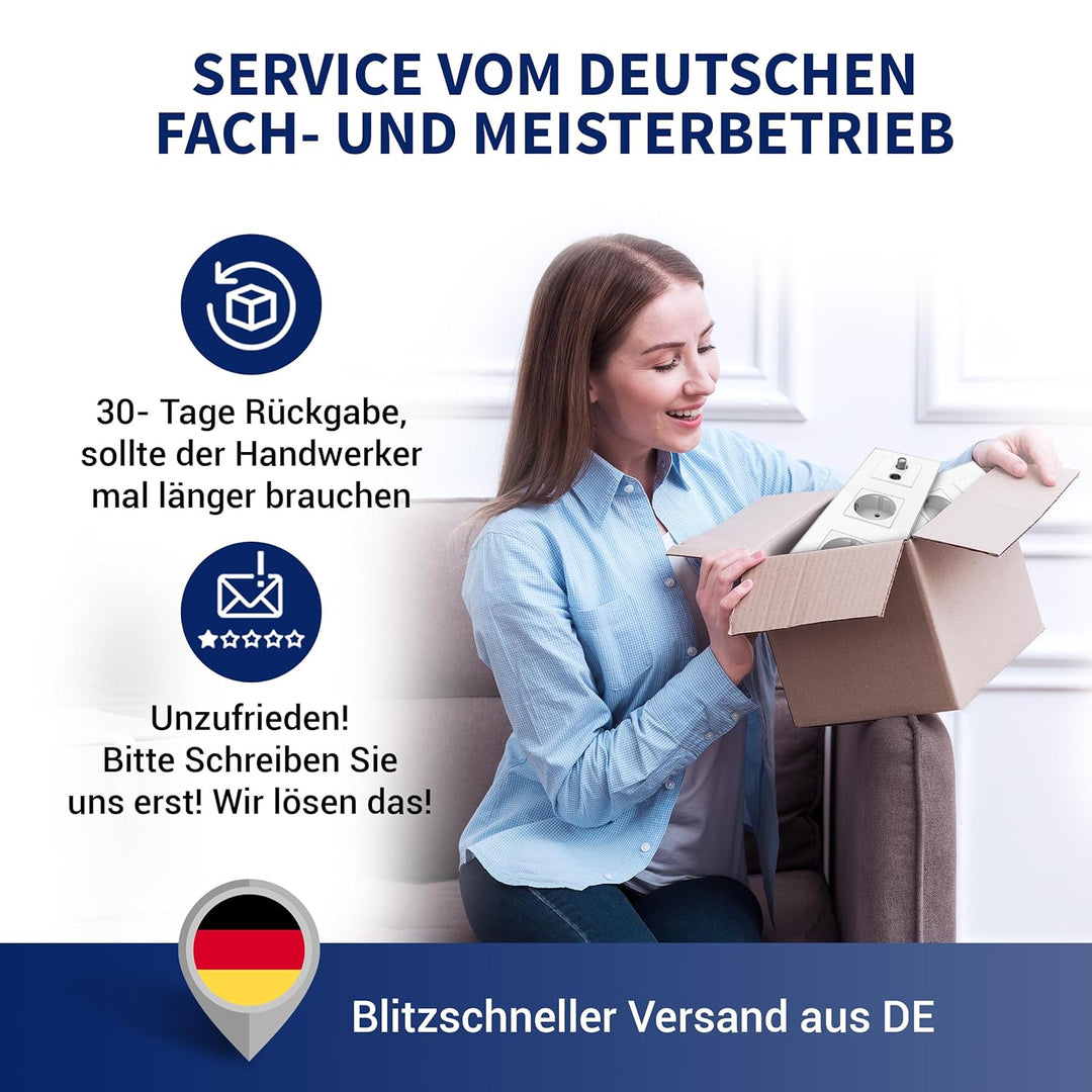 PULSAR Sat Kabel Dose Unterputz mit 3 Steckdosen 4-Fach Glas Weiss, Steckdose x3 mit Kabel Anschluss