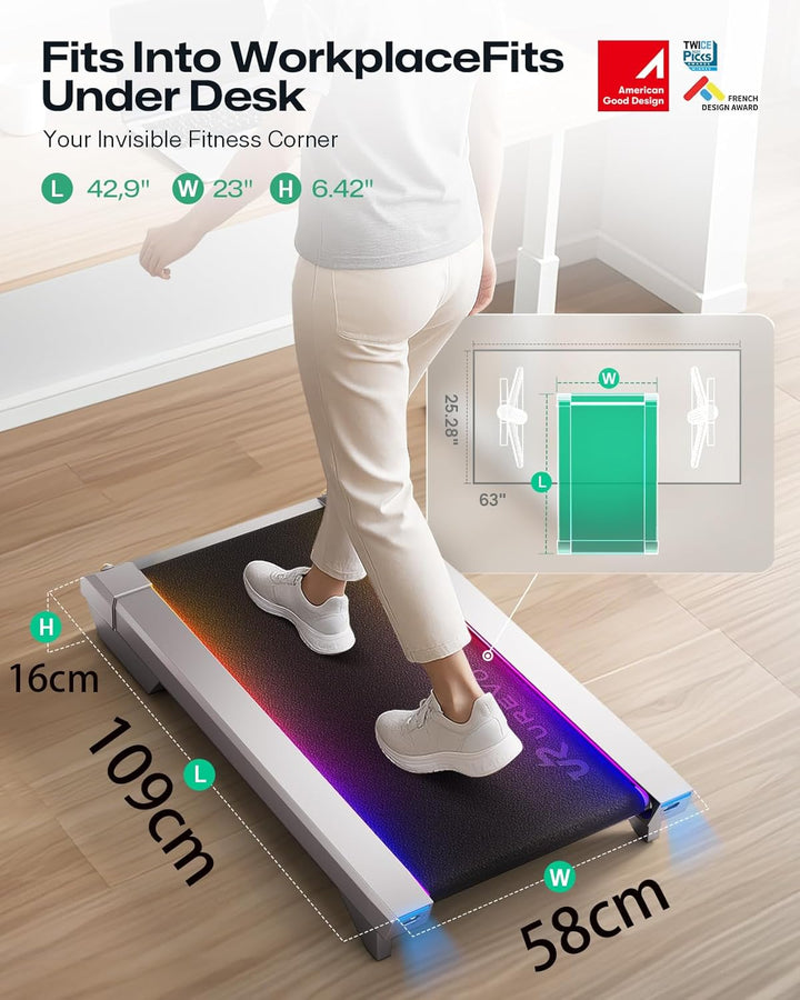 UREVO CyberPad Walking Pad mit 14% automatischer Steigung – Smart Untertisch-Laufband fürs Büro & Zu