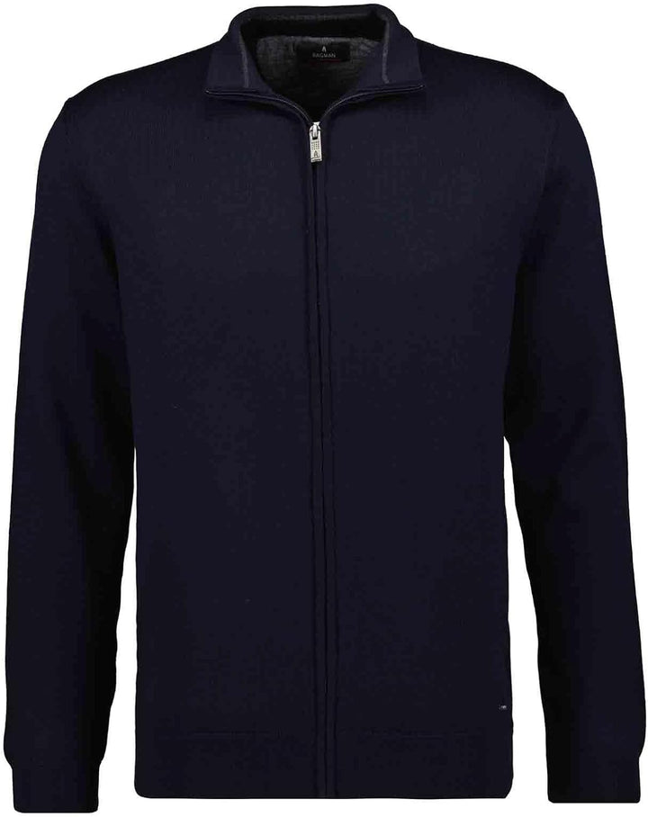 RAGMAN Herren Merino Strickjacke S Dunkelblau-711, S Dunkelblau-711