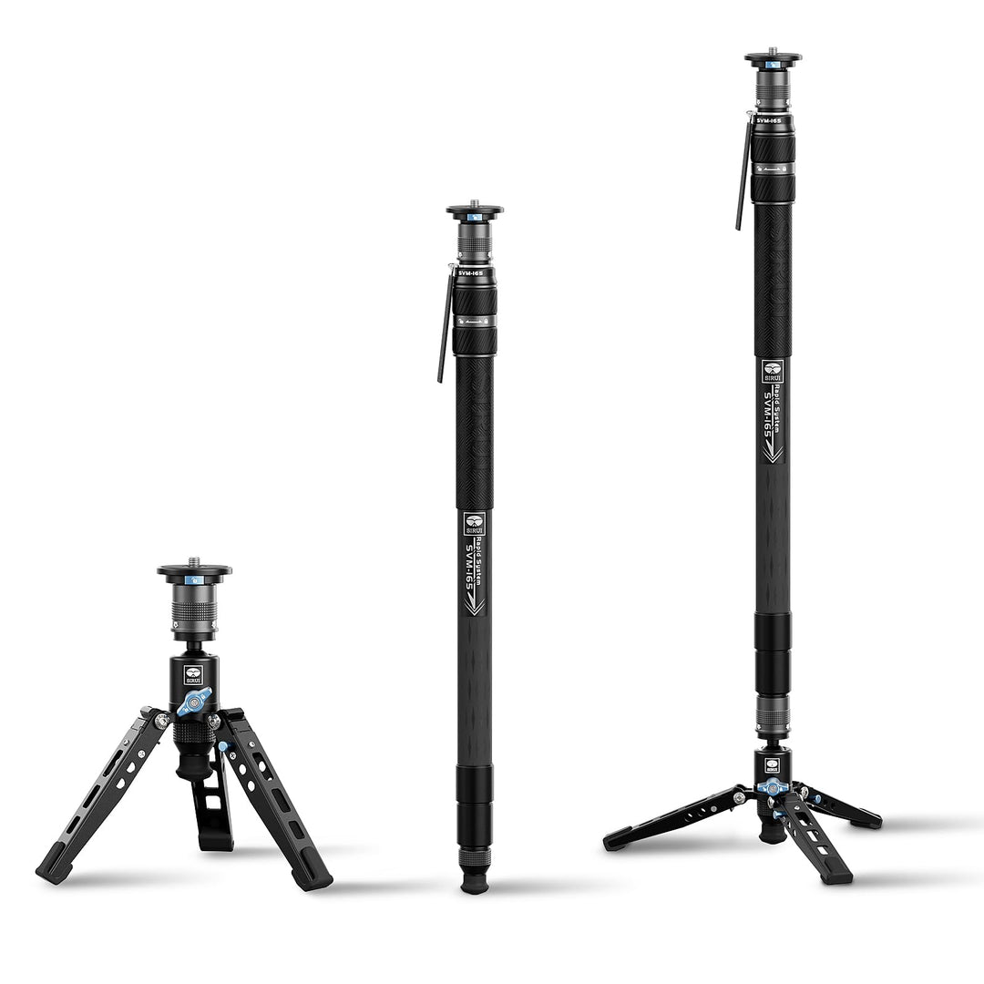 SIRUI SVM-165 Einbeinstativ Kohlefaser Kamera, 165cm Carbon monopod Rapid System Einstufige Höhenver