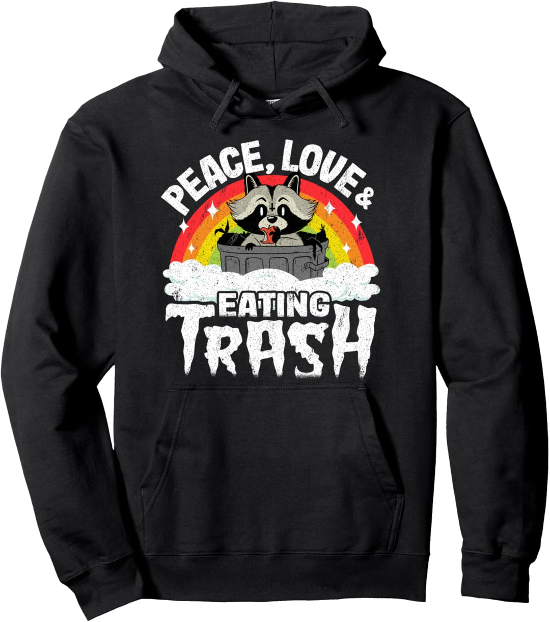 Peace Love & Eating Trash Waschbär Kinder Band Metall Regenbogen Pullover Hoodie