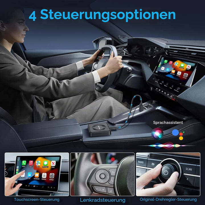MYPIN Wireless CarPlay Adapter, 3-IN-1 CarPlay/Android Auto/Video Adapter, Plug & Play, Eingebauter