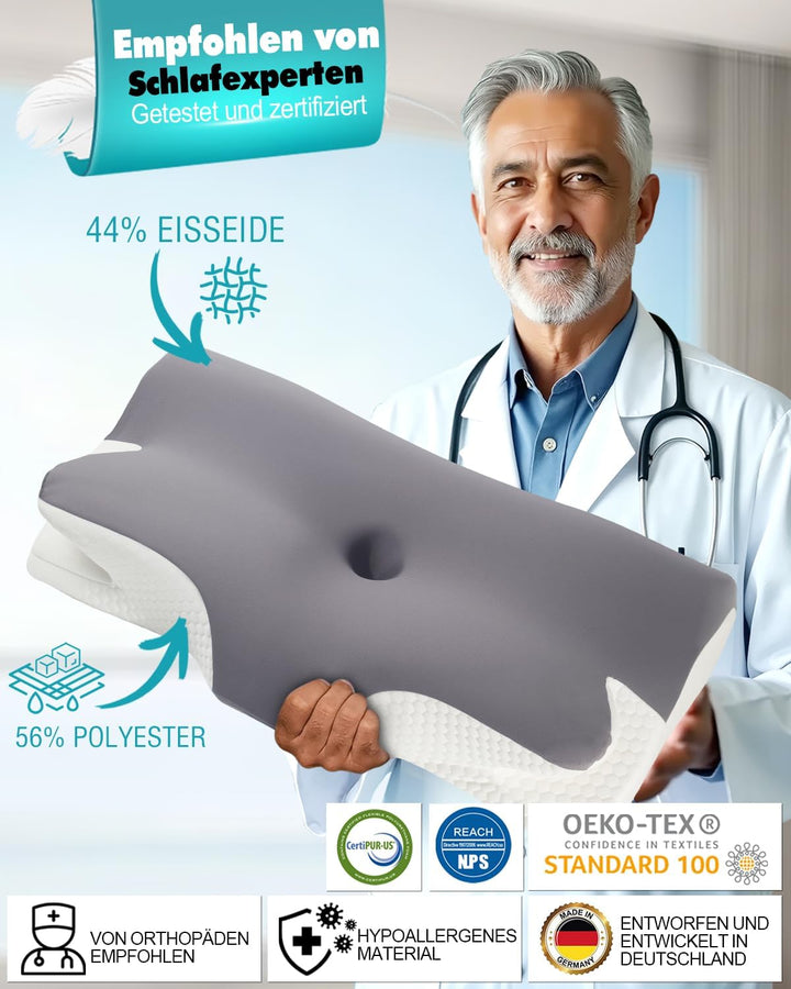 Nackenkissen Kopfkissen Nackenschmerzen, Ergonomisches Memory Foam Nackenstützkissen, Orthopädische