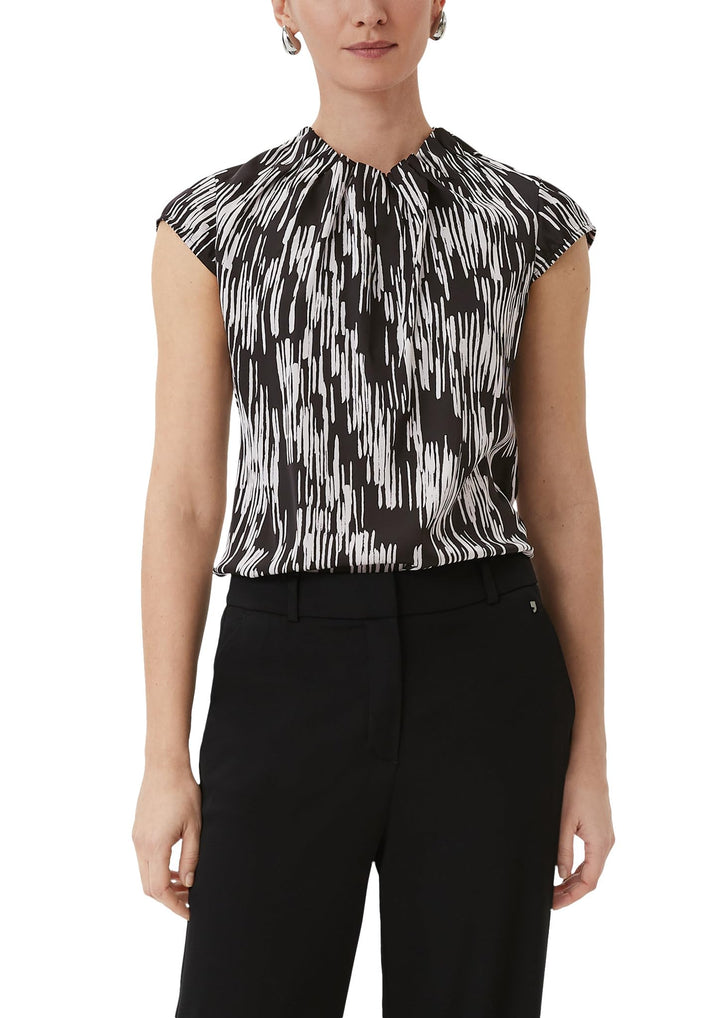 Comma Satinbluse mit Kappärmeln 34 99a7_schwarz, 34 99a7_schwarz