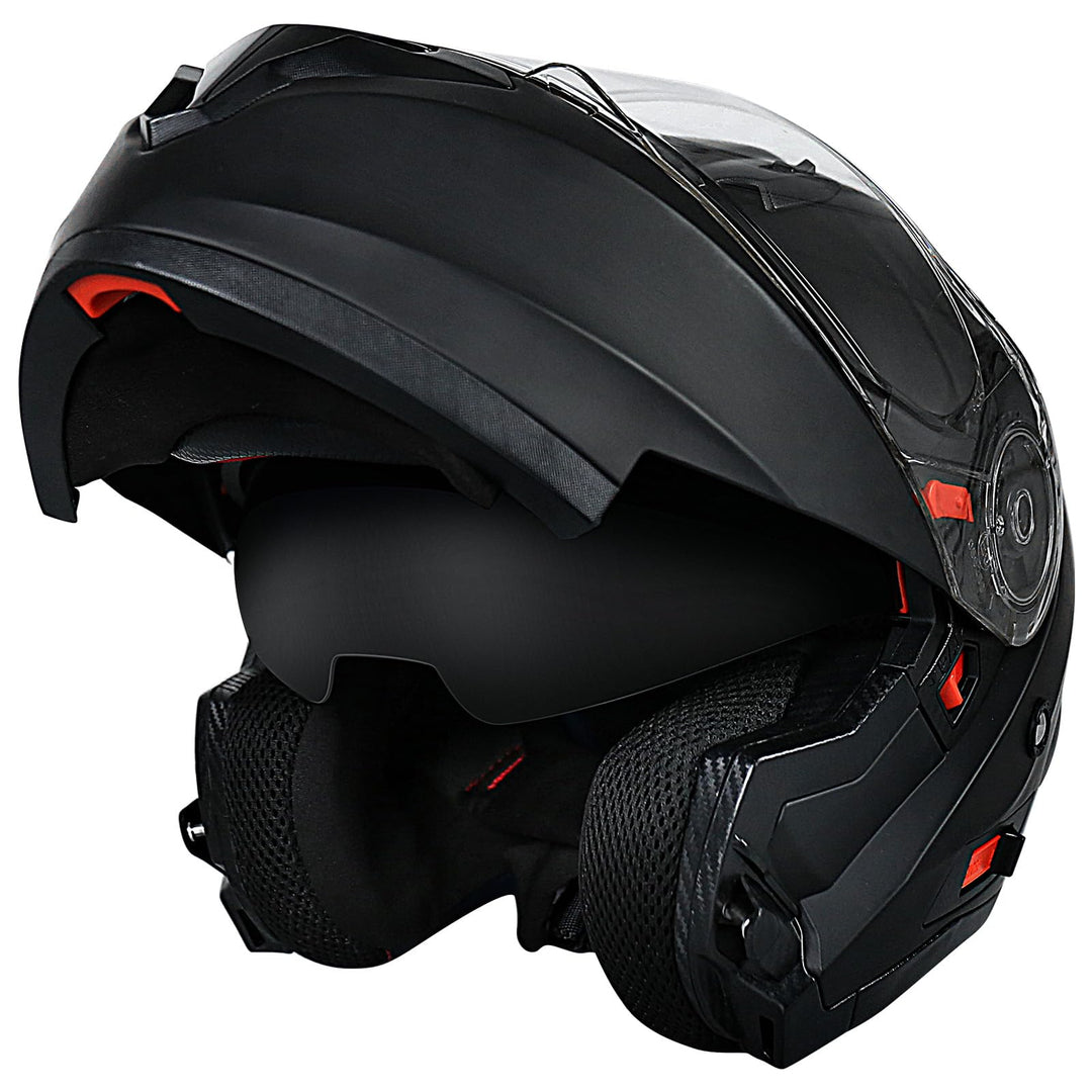 Helm Motorrad, Motorradhelm Zertifiziert nach ECE 22.06, Klapphelm Motorrad Herren, Schwarzer und Gr
