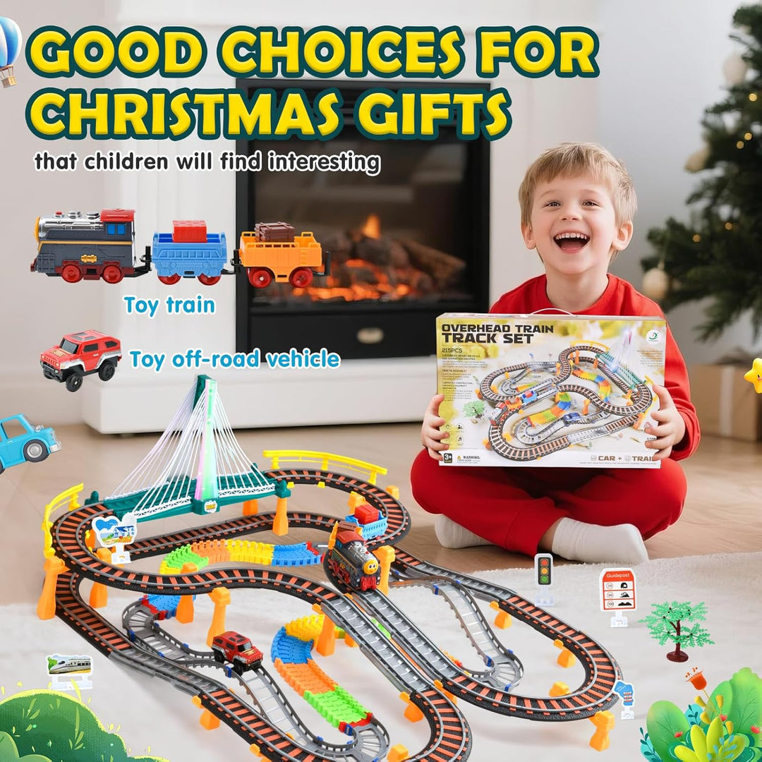 Zug Spielzeug, 215PCS Schienen Auto,Spielzeug Eisenbahn Elektrisch,Elektrischer Zug für Kinder,Weihn