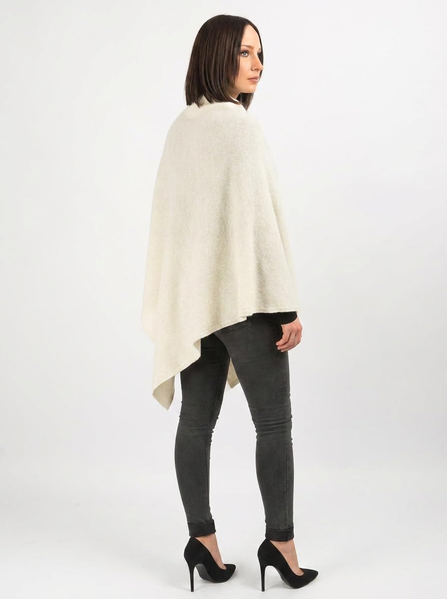 Dalle Piane Cashmere - Poncho aus 100% Kaschmir - Made in Italy - für Frau Einheitsgrösse Creme, Ein