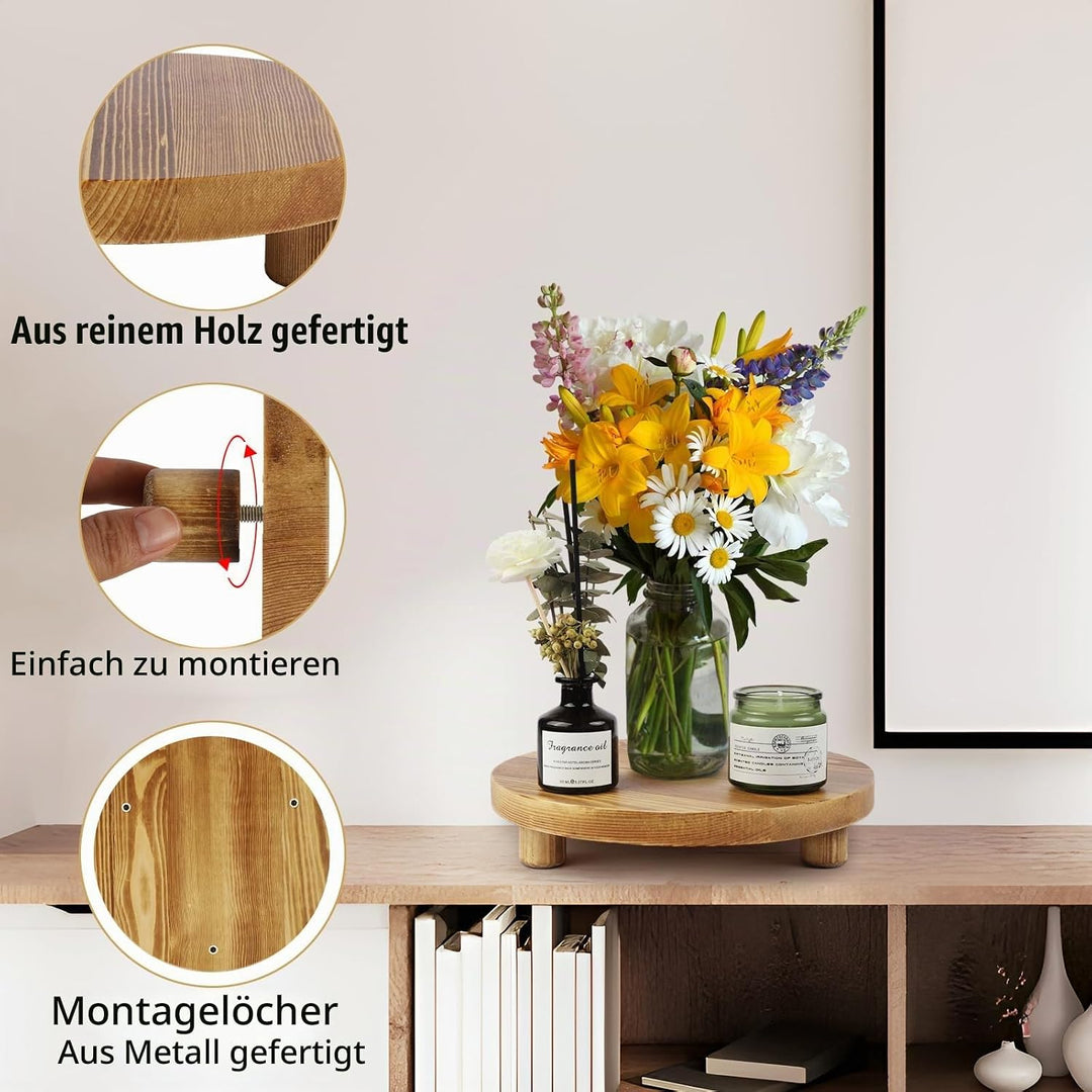 Holzpflanzenständer, Holzpodeste für den Innen- und Aussenbereich zur Dekoration, Holz-Hocker-Ausste