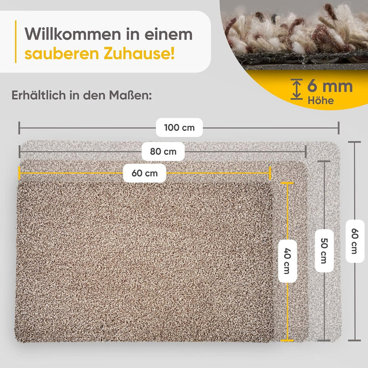 Entrando Fussmatte 40x60 cm - innen und aussen - Baumwolle - rutschfest, waschbar, robust - passt un
