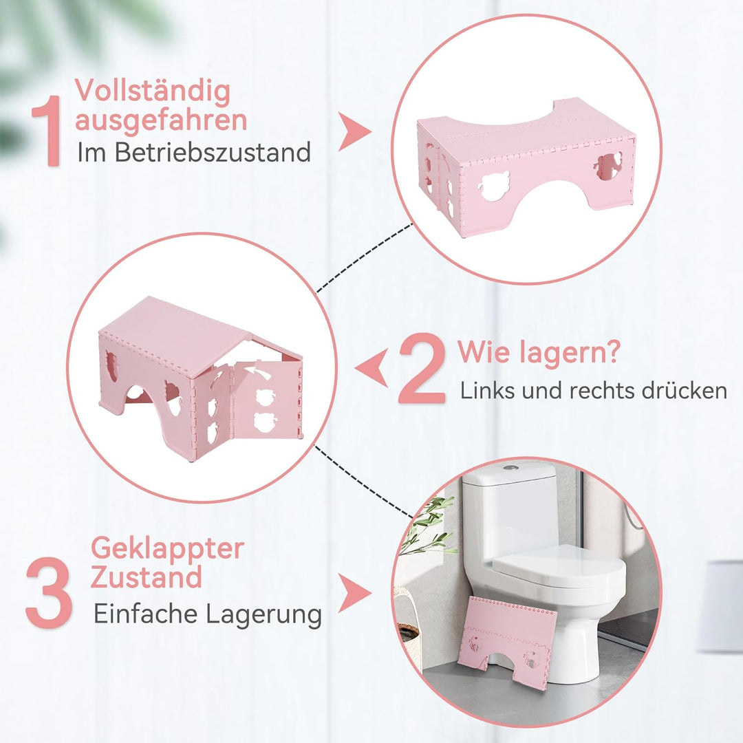 Toilettenhocker Klappbar - Physiologischer Hocker Badezimmer für Erwachsene und Kinder - WC Hocker (