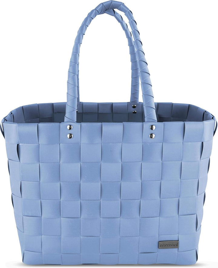 normani Einkaufstasche geflochten mit Henkeln - Tragetasche extra robust Farbe Light Blue Light Blue