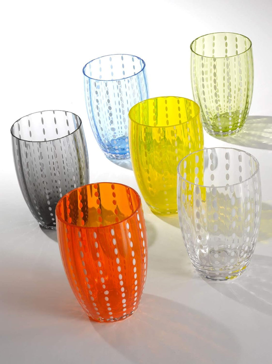 Zafferano Perle Glasbecher - Handgemachtes Buntglas, cl 32 h 109mm d 71mm - Set 6 Stück - (Amethyst)