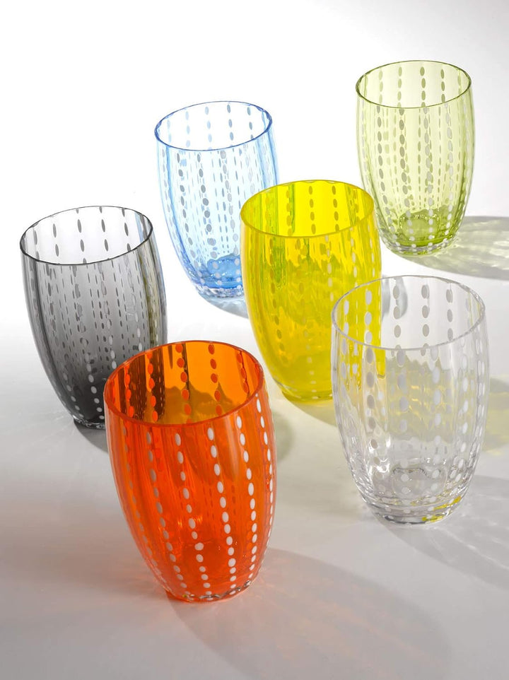 Zafferano Perle Glasbecher - Handgemachtes Buntglas, cl 32 h 109mm d 71mm - Set 6 Stück - (Amethyst)