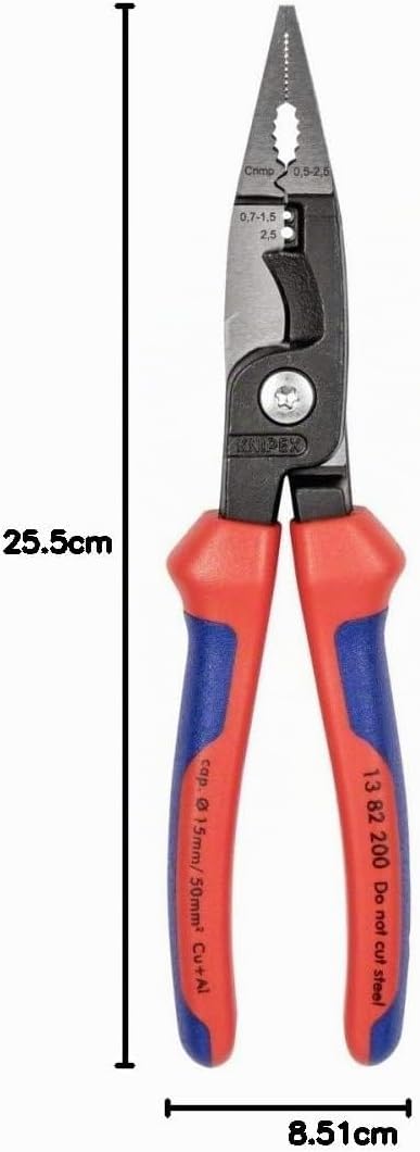 Knipex Elektro-Installationszange schwarz atramentiert, mit Mehrkomponenten-Hüllen 200 mm 13 82 200