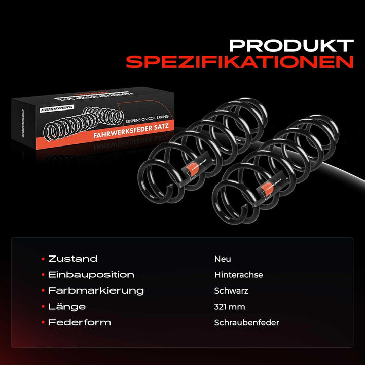 2x Federn Fahrwerksfeder Hinten Kompatibel mit Ibiza IV Schrägheck 1.2L-1.9L 2008-2017 Ibiza IV Spor