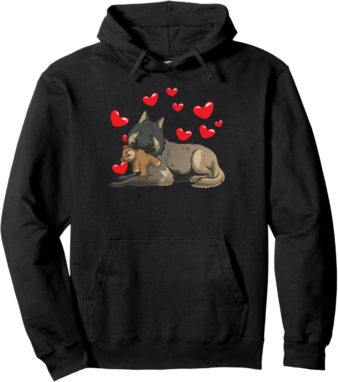 Tervueren Hund mit Plüschtier und vielen Herzen Pullover Hoodie