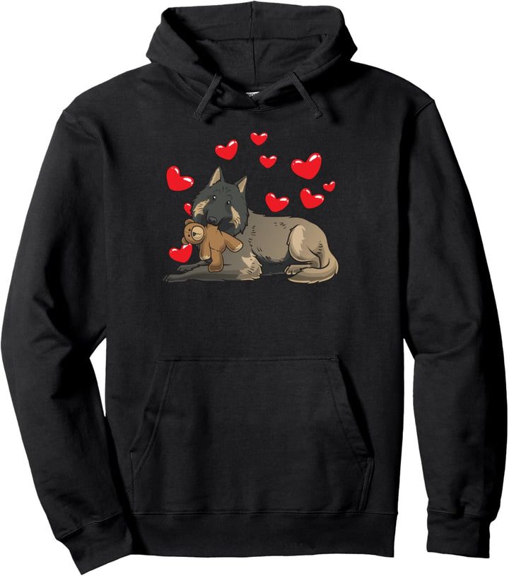 Tervueren Hund mit Plüschtier und vielen Herzen Pullover Hoodie