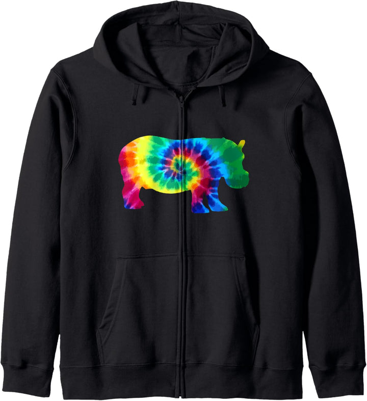 Nilpferd Tie Dye Vintage Hippie Hippo Kapuzenjacke