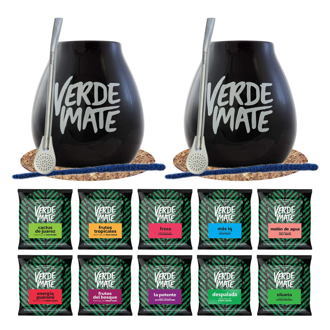 Mate Tee Verde Mate Set 10x50g Probierset - Yerba Mate aus Brasilien - Luftgetrocknet, Staubarm, 5mm