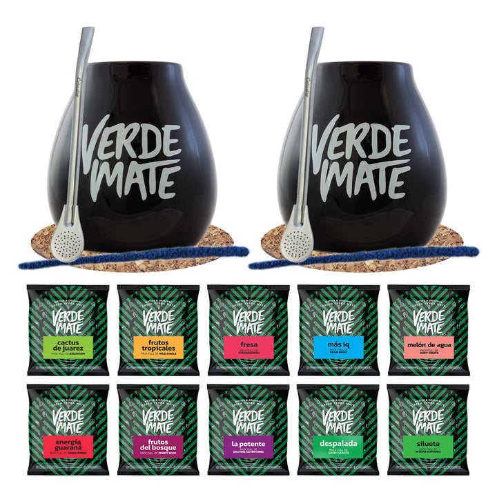 Mate Tee Verde Mate Set 10x50g Probierset - Yerba Mate aus Brasilien - Luftgetrocknet, Staubarm, 5mm