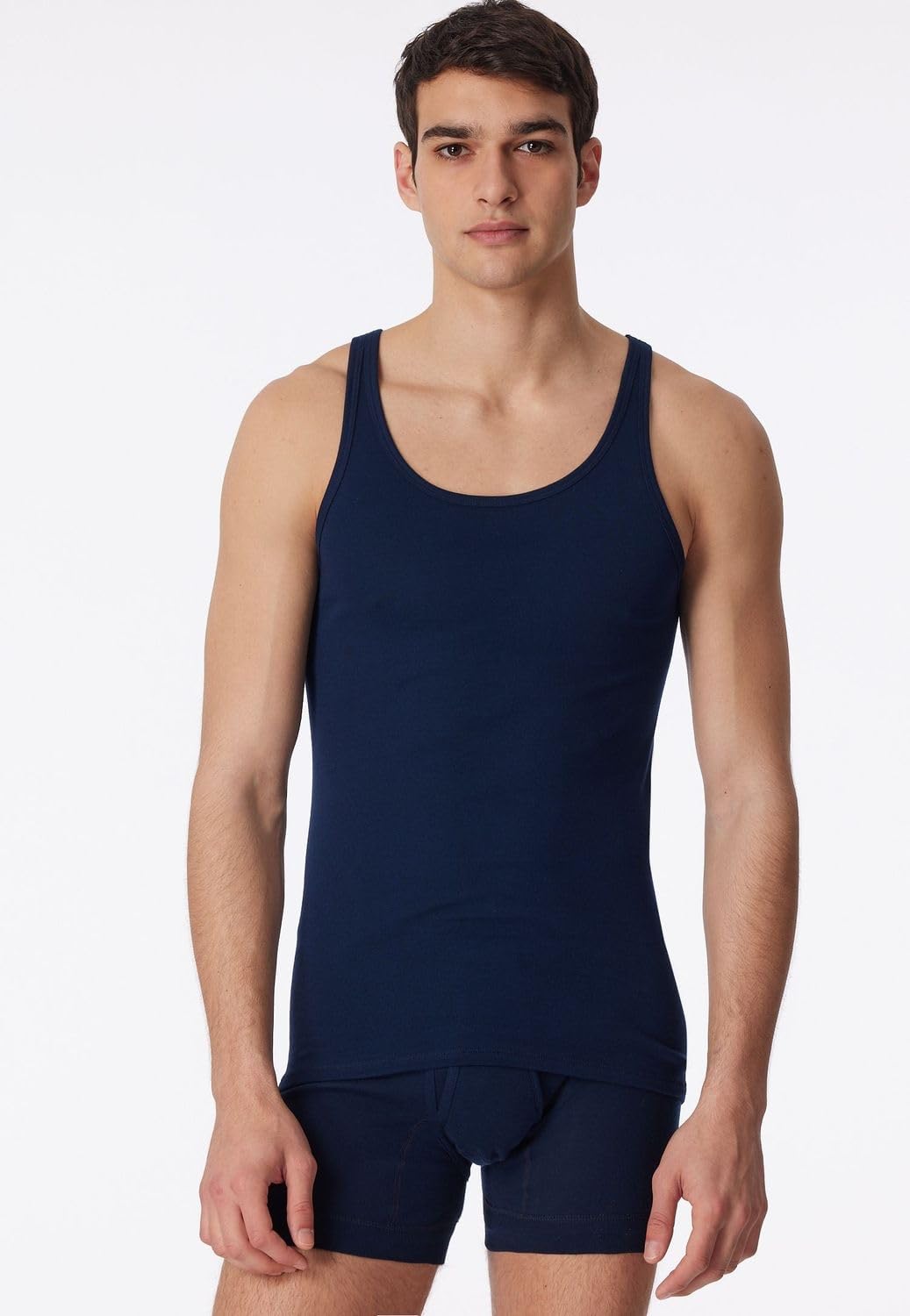 Schiesser Herren 2 PACK Unterhemd - Original Feinripp 4/ S Navy_005121, 4/ S Navy_005121